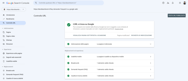 controllo url google search console seo davide ambrami